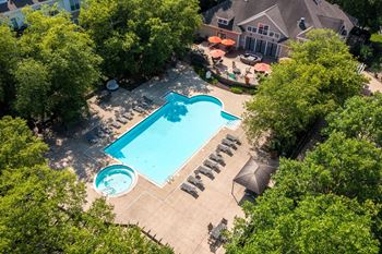 An aerial view of a pool at Riverview Landing @ Valley Forge, Eagleville, PA
